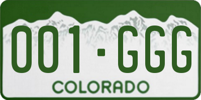 CO license plate 001GGG