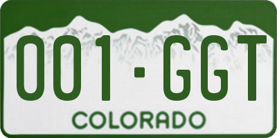 CO license plate 001GGT