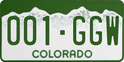 CO license plate 001GGW