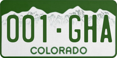 CO license plate 001GHA