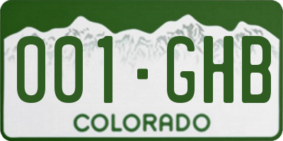 CO license plate 001GHB