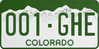 CO license plate 001GHE