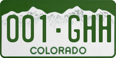 CO license plate 001GHH