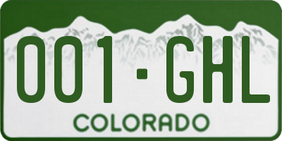 CO license plate 001GHL