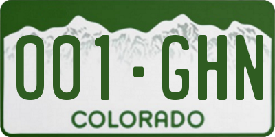 CO license plate 001GHN