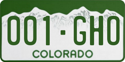 CO license plate 001GHO