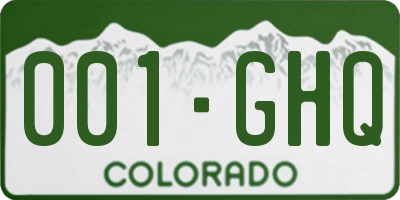 CO license plate 001GHQ