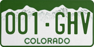 CO license plate 001GHV