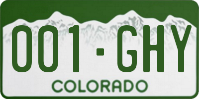 CO license plate 001GHY