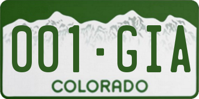 CO license plate 001GIA