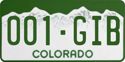 CO license plate 001GIB
