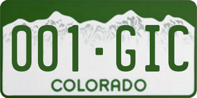 CO license plate 001GIC