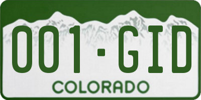 CO license plate 001GID