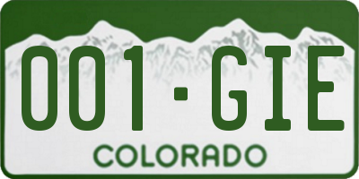 CO license plate 001GIE