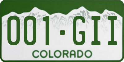 CO license plate 001GII