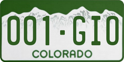 CO license plate 001GIO