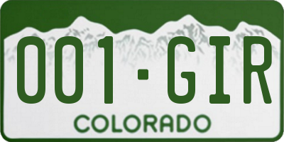 CO license plate 001GIR