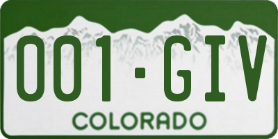 CO license plate 001GIV