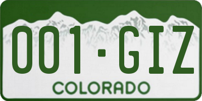 CO license plate 001GIZ