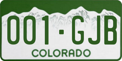 CO license plate 001GJB