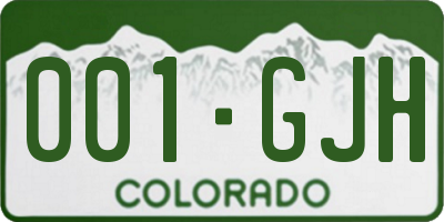 CO license plate 001GJH