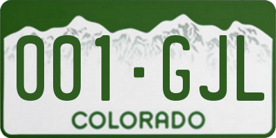 CO license plate 001GJL