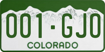 CO license plate 001GJO