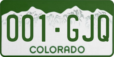 CO license plate 001GJQ