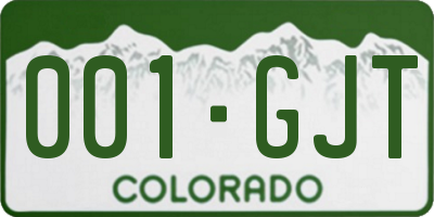 CO license plate 001GJT