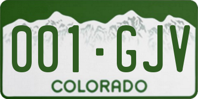 CO license plate 001GJV