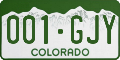 CO license plate 001GJY