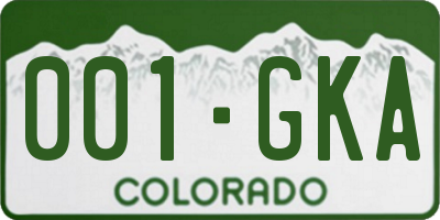 CO license plate 001GKA