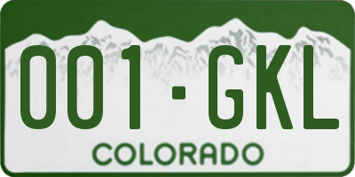 CO license plate 001GKL