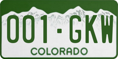 CO license plate 001GKW