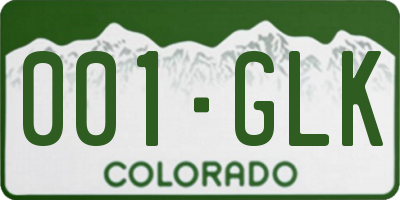 CO license plate 001GLK