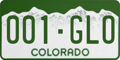 CO license plate 001GLO