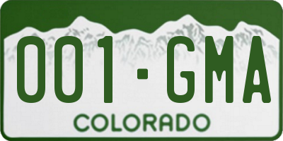 CO license plate 001GMA