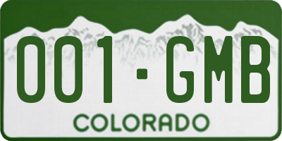 CO license plate 001GMB