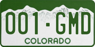 CO license plate 001GMD