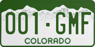CO license plate 001GMF