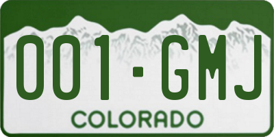 CO license plate 001GMJ