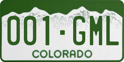 CO license plate 001GML