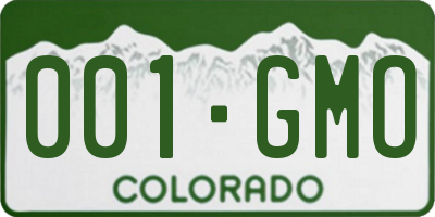 CO license plate 001GMO