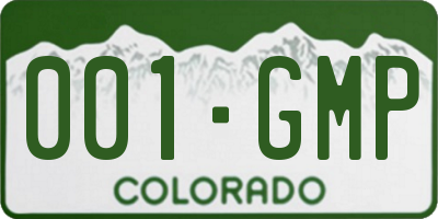 CO license plate 001GMP