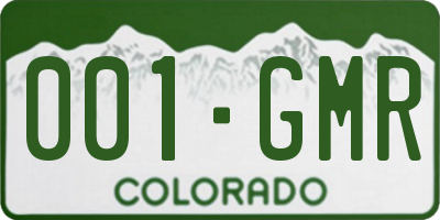 CO license plate 001GMR