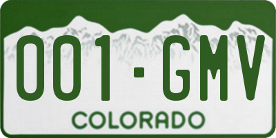 CO license plate 001GMV