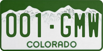 CO license plate 001GMW