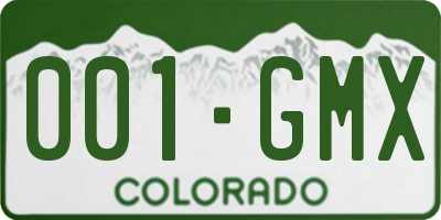 CO license plate 001GMX