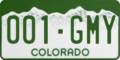 CO license plate 001GMY