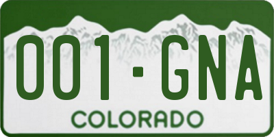 CO license plate 001GNA